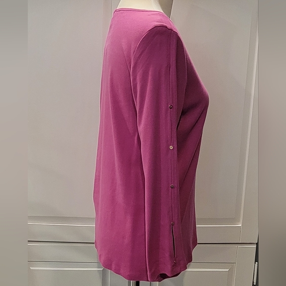 Anne Klein Long Sleeve Knit Top with Button Accents Womens Small 100% Cotton - Picture 5 of 12
